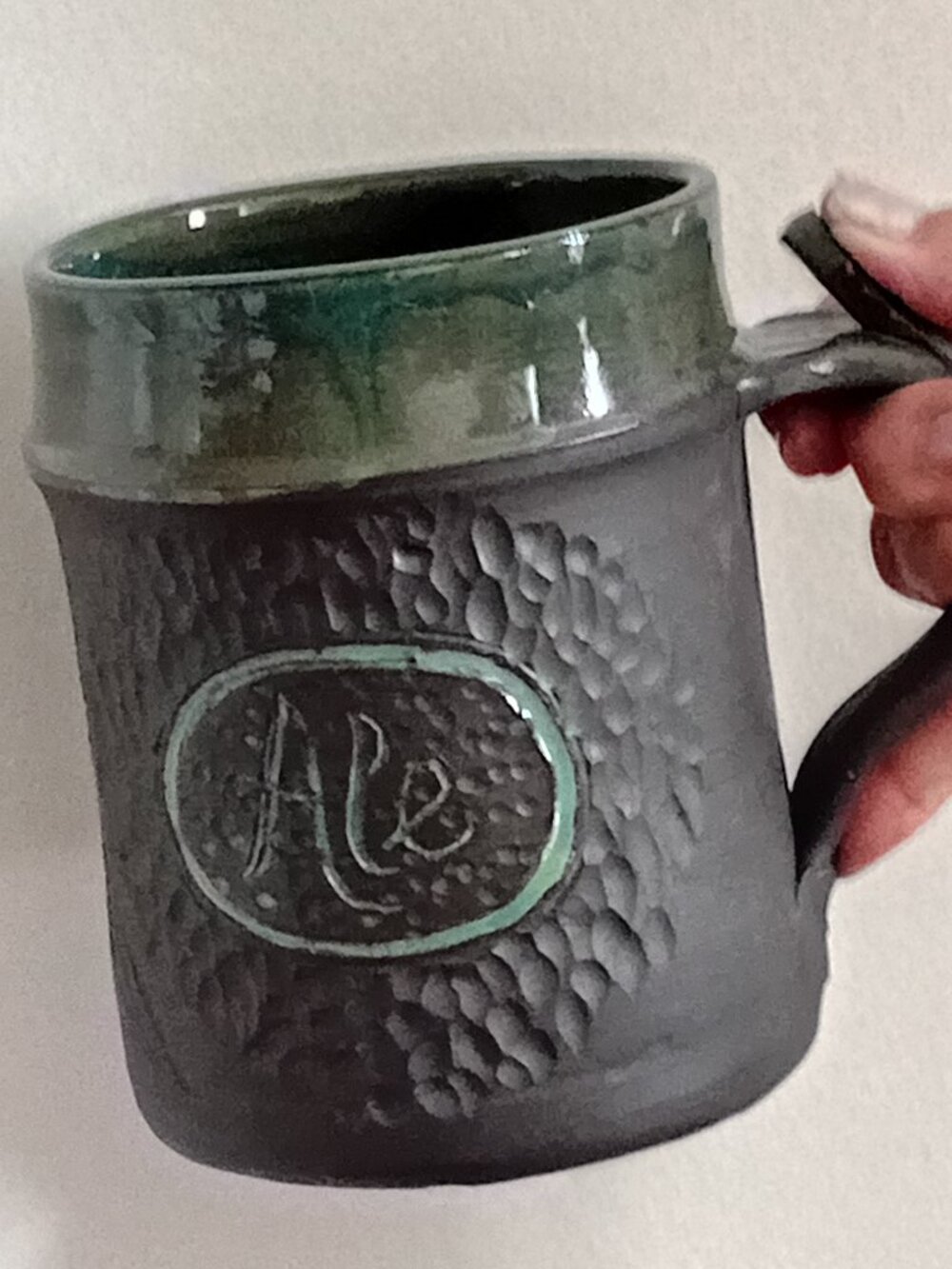 Large Handmade Pottery Beer Mug Signed By Artist